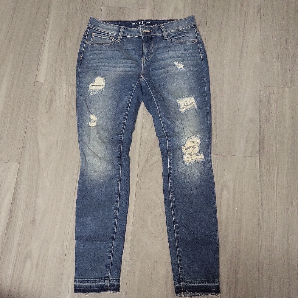 belle sky Medium Blue Distressed Skinny Jeans